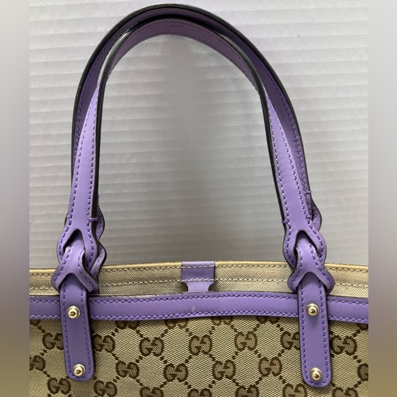 100% Authentic Gucci Monogram Small Craft Tote Lilac with pouch - Picture 7 of 13